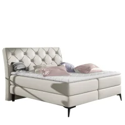 Wohnen Chesterfield Kunstlederbett in Creme - Micerdo