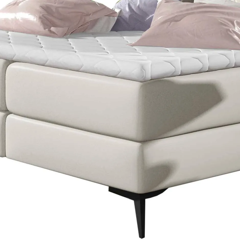 Wohnen Chesterfield Kunstlederbett in Creme - Micerdo