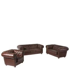 Chesterfield Ledergarnitur in Braun - Cementa (dreiteilig)^Wohnen Hot