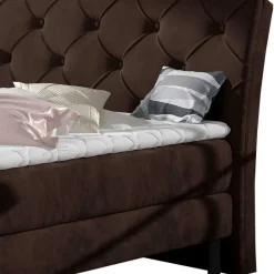 Wohnen Chesterfield Polsterbett in Dunkelbraun Velours - Partiona