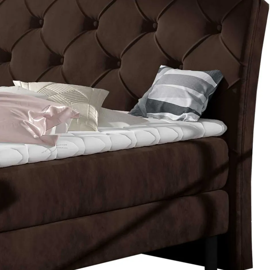 Wohnen Chesterfield Polsterbett in Dunkelbraun Velours - Partiona