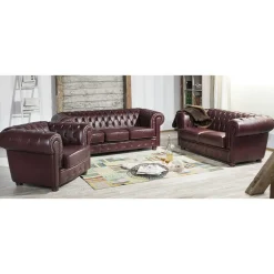 Chesterfield Polstergarnitur aus Leder - Geoloro (dreiteilig)^Wohnen New