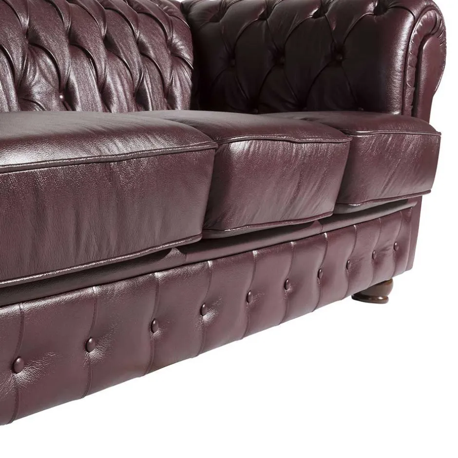 Chesterfield Polstergarnitur aus Leder - Geoloro (dreiteilig)^Wohnen New