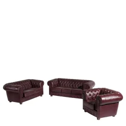 Chesterfield Polstergarnitur aus Leder - Geoloro (dreiteilig)^Wohnen New