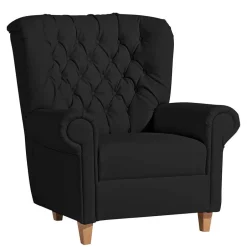 Chesterfield Polstersessel in Schwarz Kunstleder - Centurion^Wohnen Discount