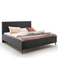 Chesterfield Samtbett in Anthrazit - Satos^Wohnen Outlet