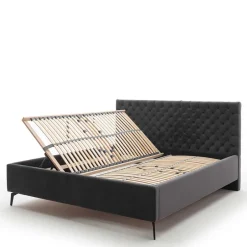 Chesterfield Samtbett in Anthrazit - Satos^Wohnen Outlet