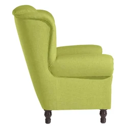 Chesterfield Sessel in Gelbgrün und Nussbaum - Prenza^Wohnen New