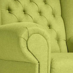 Chesterfield Sessel in Gelbgrün und Nussbaum - Prenza^Wohnen New