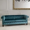 Wohnen Chesterfield Sofa aus Samt in Petrol - Maduera