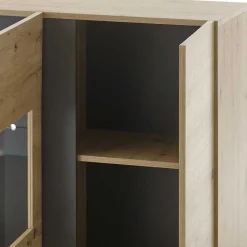 Wohnen 138cm breite Kommode mit Glaseinsatz - Lairian