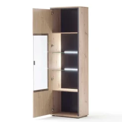 63cm breite Standvitrine in Eiche Holz Dekor - Nikdus^Wohnen Hot