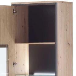 63cm breite Standvitrine in Eiche Holz Dekor - Nikdus^Wohnen Hot