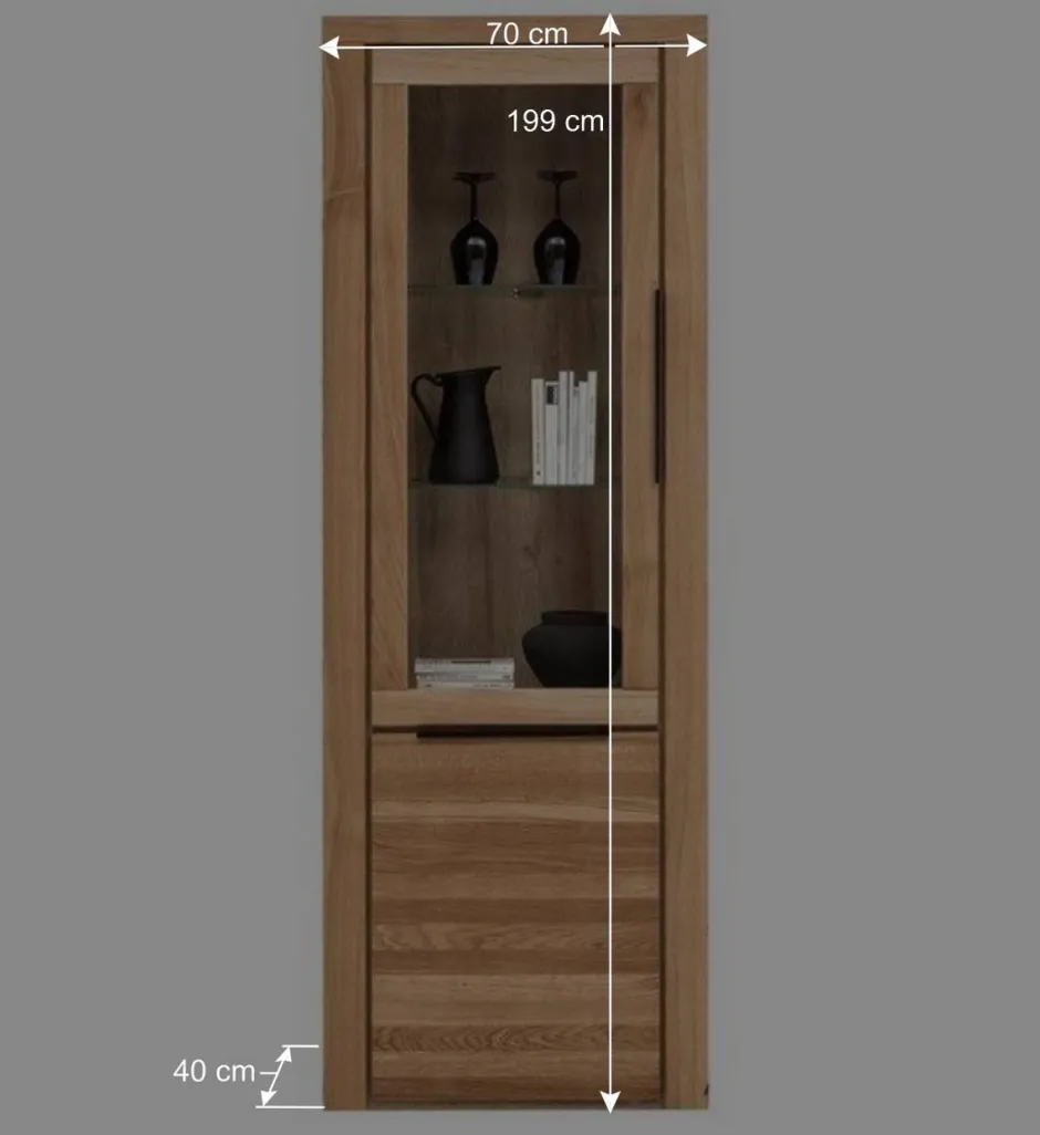 Wohnen 70cm breite Vitrine 2-türig - 199 cm hoch - Nelenia