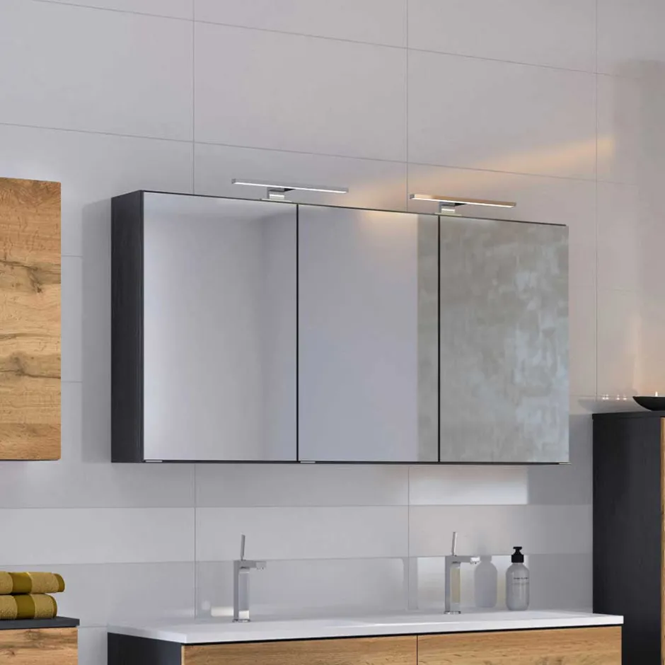 Wohnen 120cm breiter Badezimmer Spiegelschrank in Grau - Endely