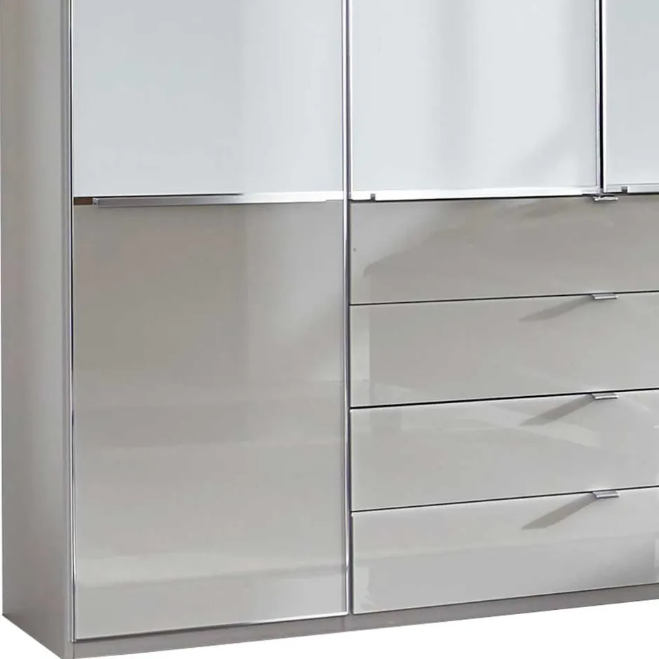 198cm breiter Schrank in Weiß & Hellgrau - Pascan^Wohnen Outlet