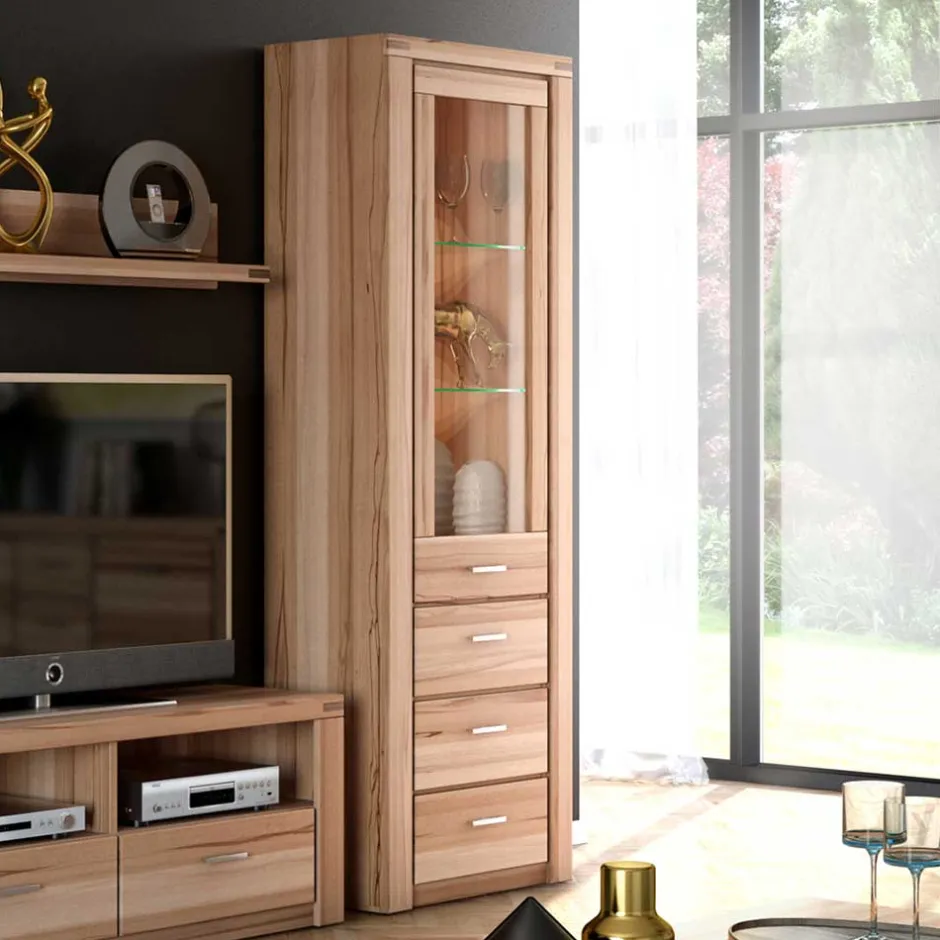 Wohnen 68cm breiter Vitrinenschrank in Kernbuche - Uhelia