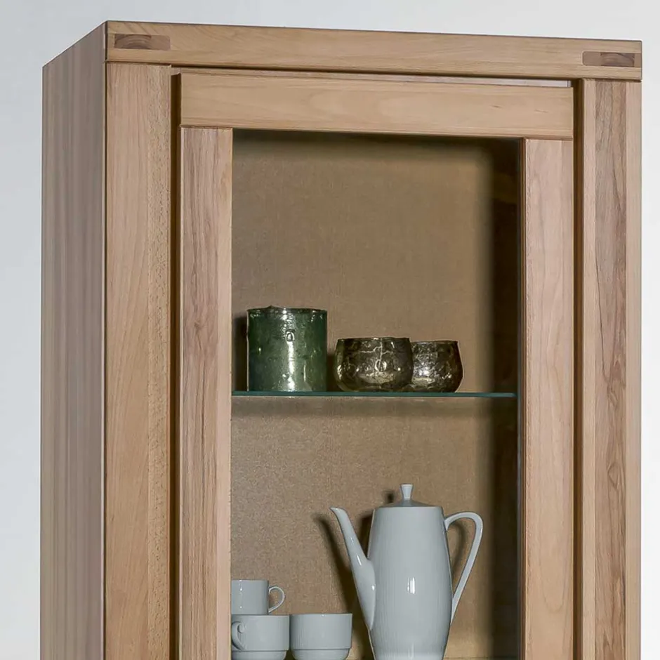 Wohnen 68cm breiter Vitrinenschrank in Kernbuche - Uhelia