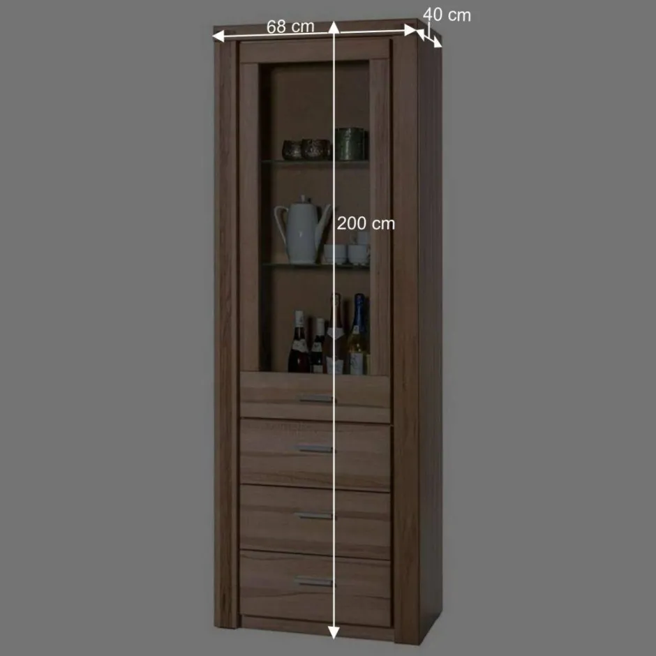 Wohnen 68cm breiter Vitrinenschrank in Kernbuche - Uhelia