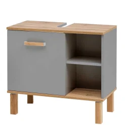 Wohnen 65cm breiter Waschbeckenunterschrank in Platingrau - Nienzo