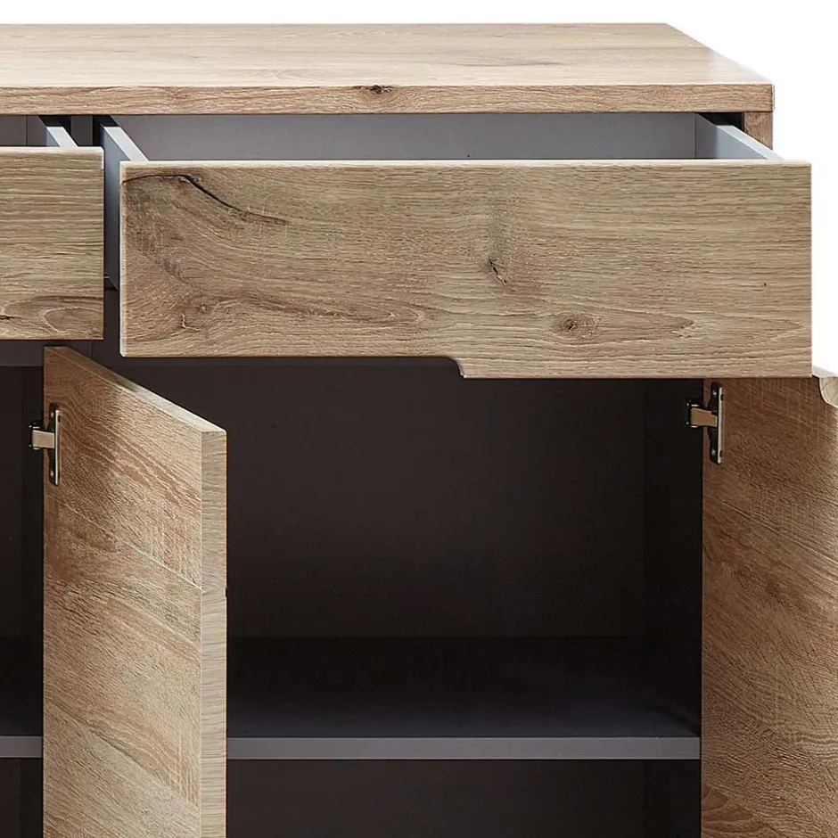 185cm breites Sideboard in Wildeiche Holzdekor - Zelio^Wohnen Outlet