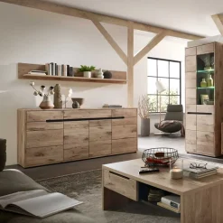 185cm breites Sideboard in Wildeiche Holzdekor - Zelio^Wohnen Outlet