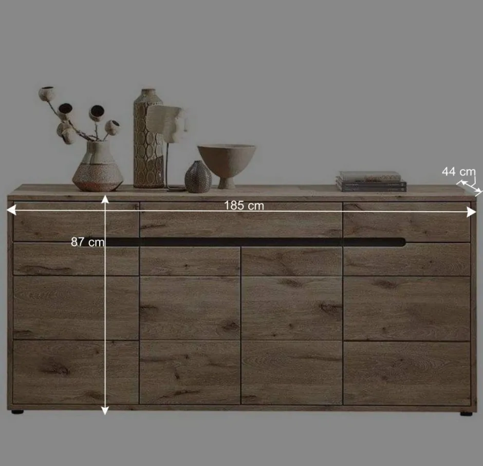 185cm breites Sideboard in Wildeiche Holzdekor - Zelio^Wohnen Outlet