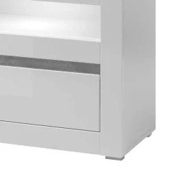 150cm breites TV Board in Hochglanz Weiß Mextra mit Beton Dekor^Wohnen