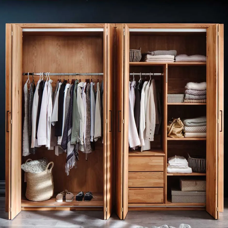 Wohnen 246cm Falttüren-Kleiderschrank Wildeiche - Mascadona