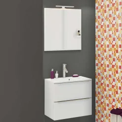 Wohnen 60cm Gäste WC Waschtisch & LED Spiegel - Livendas (zweiteilig)