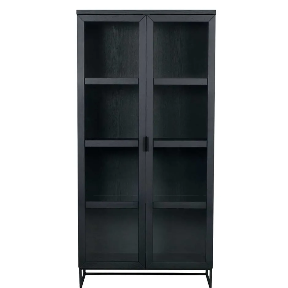 Wohnen 195cm hohe Industry Vitrine in Schwarz - Meciva