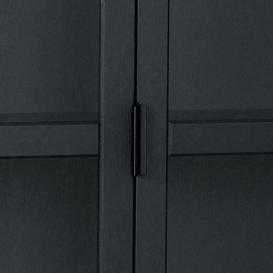 Wohnen 195cm hohe Industry Vitrine in Schwarz - Meciva