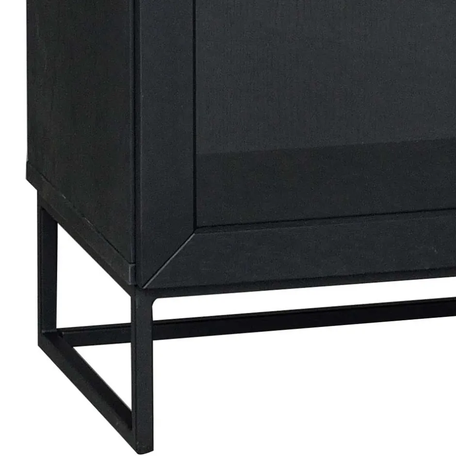 Wohnen 195cm hohe Industry Vitrine in Schwarz - Meciva