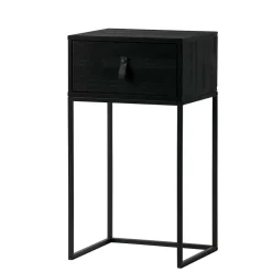 Wohnen 74cm hohe Nachtkonsole in Schwarz lackiert - Fronco