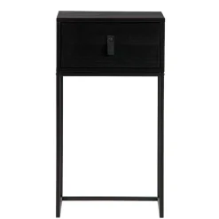 Wohnen 74cm hohe Nachtkonsole in Schwarz lackiert - Fronco