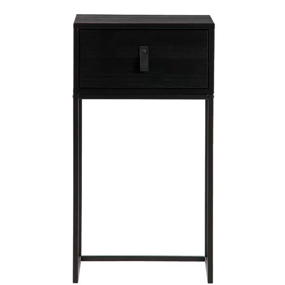 Wohnen 74cm hohe Nachtkonsole in Schwarz lackiert - Fronco