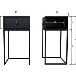 Wohnen 74cm hohe Nachtkonsole in Schwarz lackiert - Fronco