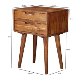 Wohnen 66cm hohe Retro Nachtkommode aus Holz - Verlago