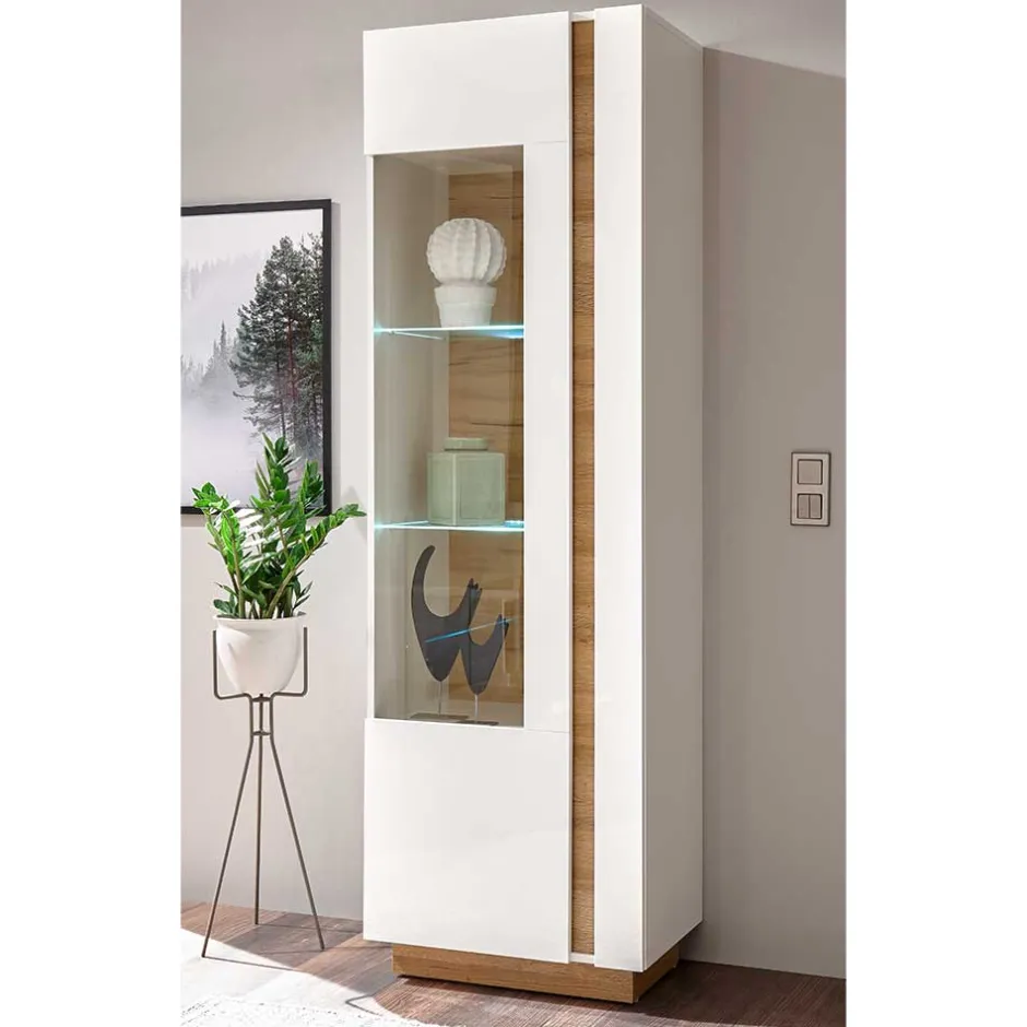 Wohnen 194cm hohe Vitrine zweifarbig - Myrda I