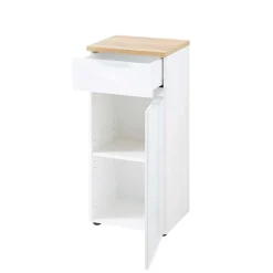 Wohnen 86cm hoher Bad Schrank in Weiß & Eiche - Etosia I