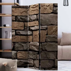 175cm hoher Paravent mit Mauer Stein Optik - Eslawan^Wohnen New