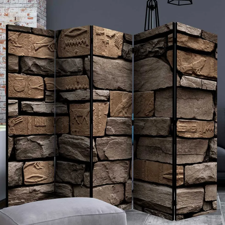 175cm hoher Paravent mit Mauer Stein Optik - Eslawan^Wohnen New