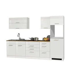 290cm Küche in Weiß Hochglanz - Cuneo IV (siebenteilig)^Wohnen