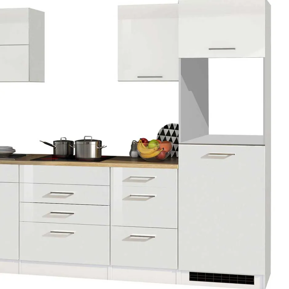 290cm Küche in Weiß Hochglanz - Cuneo IV (siebenteilig)^Wohnen