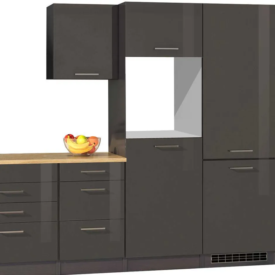360cm Küchenzeile Leerblock in Grau - Bozenia (achtteilig)^Wohnen