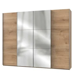Wohnen 300cm Kleiderschrank in Plankeneiche mit Spiegeln - Dagidoyo