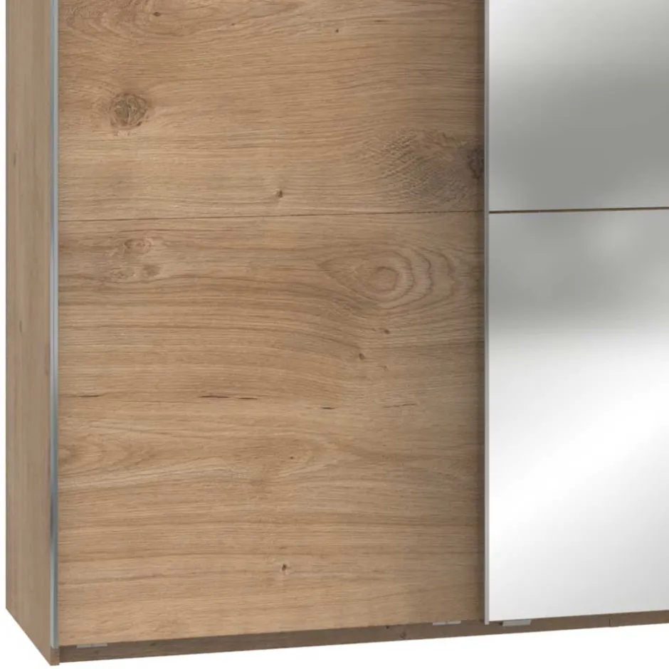 Wohnen 300cm Kleiderschrank in Plankeneiche mit Spiegeln - Dagidoyo