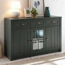 Wohnen 130cm Landhaus Sideboard in Dunkelgrün - Niestov