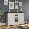 Wohnen 130cm Landhauskommode mit Glaseinsatz - Manipur