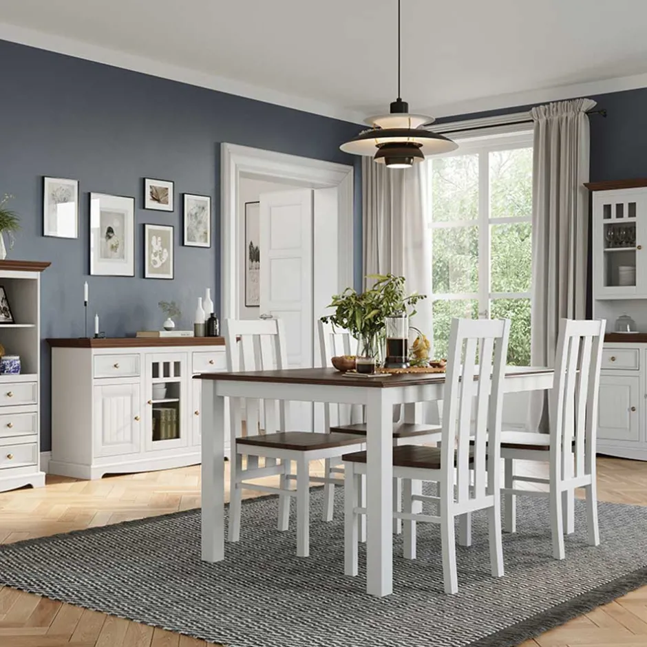 Wohnen 130cm Landhauskommode mit Glaseinsatz - Manipur